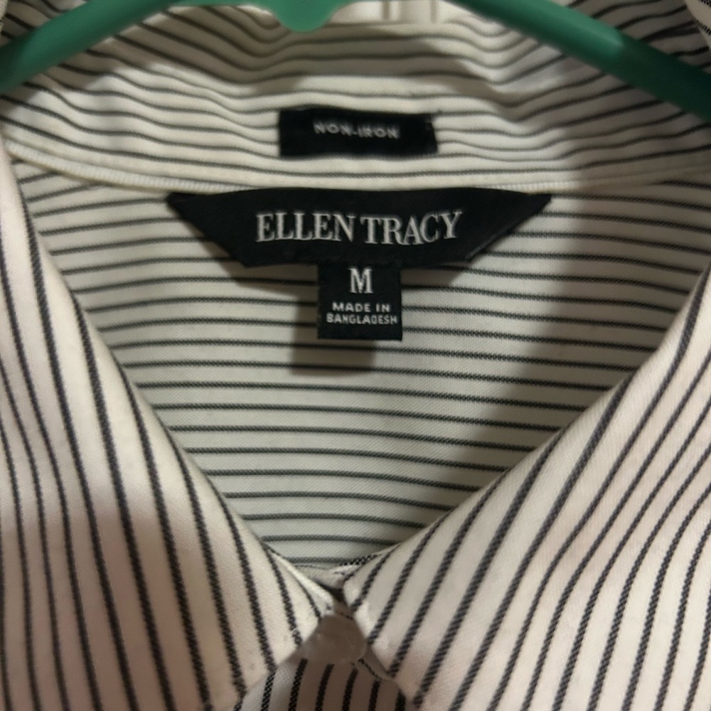 Ellen Tracy Woman’s Pinstripe Dress Shirt - size Medium-Black and White